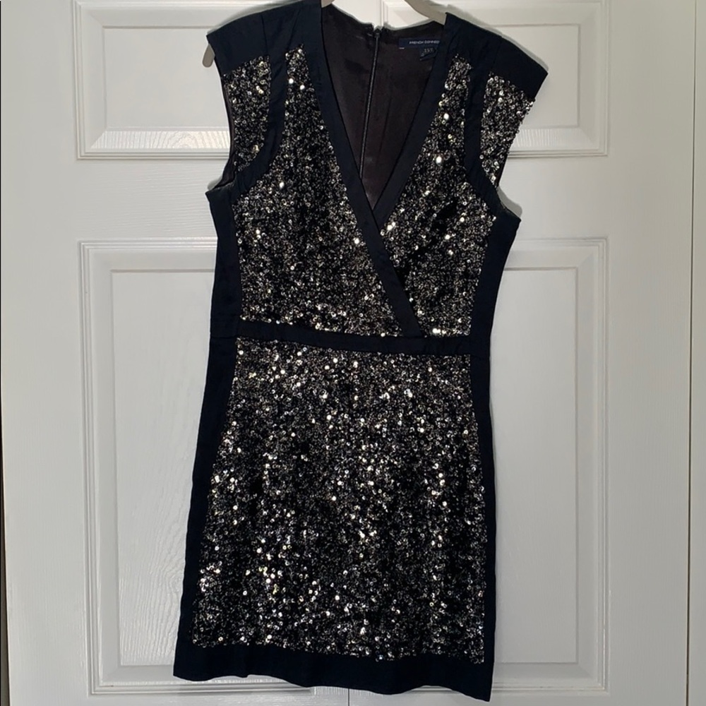 French Connection Black Sequin Dress size 6. EUC.
